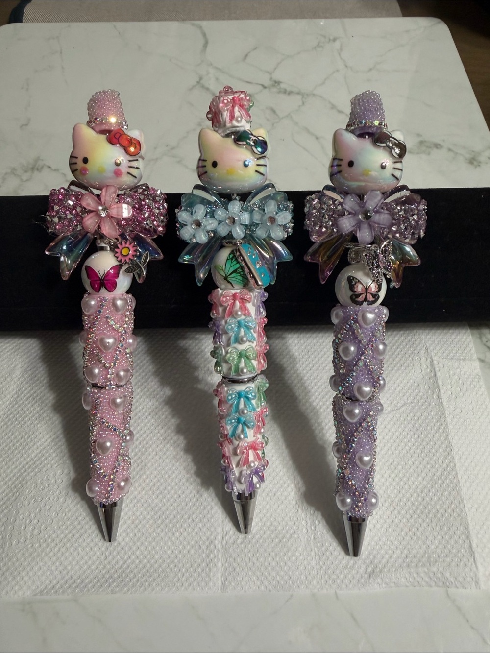 Decorative Bow Hello Kitty Gel Pen Set - Pink, Blue, Lavender